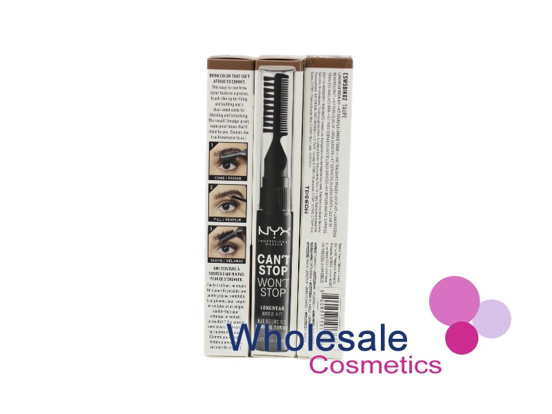 6 x NYX Can't Stop Won't Stop Longwear Brow Kit - 02 TAUPE