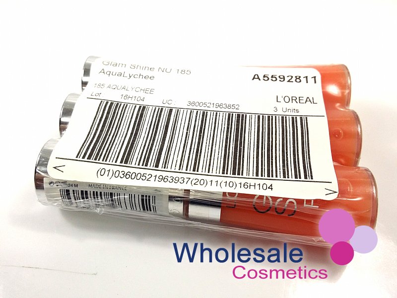 12 x L'Oreal Glam Shine Fresh & Reflexion Lip Gloss - 185 AQUA LYCHEE