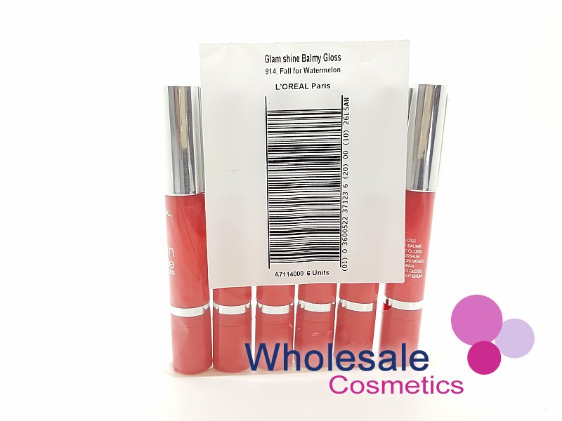 6 x L'Oreal Glam Shine Balmy Gloss - 914 FALL FOR WATERMELON