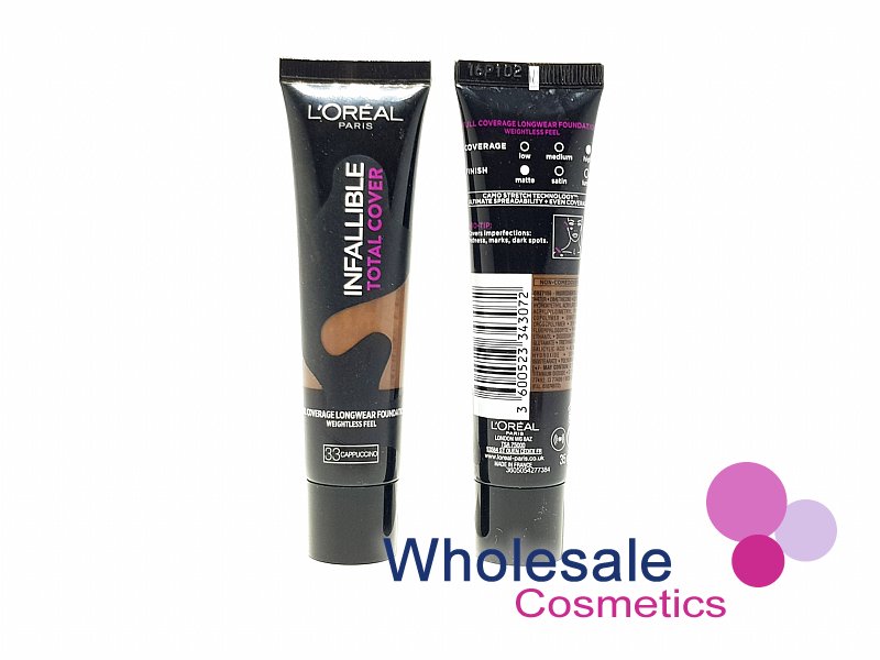 6 x L'Oreal Infallible Total Cover Foundation - 33 CAPPUCCINO