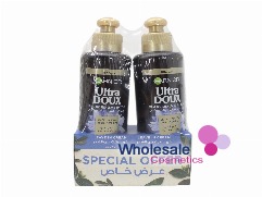 3 x Garnier Ultra Doux Shine Booster Leave-In Cream DUO PACK - BLACK CHARCOAL & NIGELLA SEED OIL 200ML+200ML