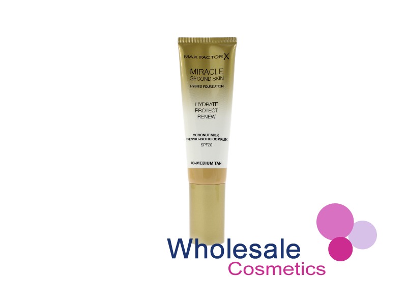6 x Max Factor Miracle Second Skin Hydrating Foundation - 08 MEDIUM TAN