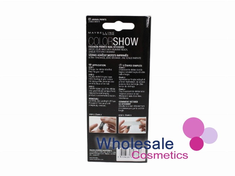 12 x Maybelline Colorshow Nail Stickers - 01 ZEBRA NIGHT